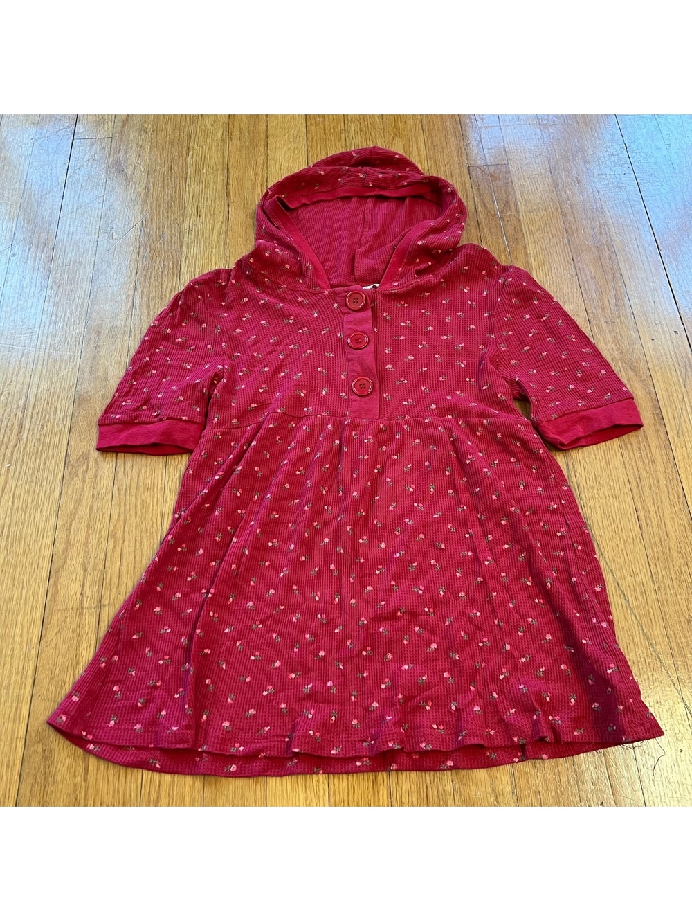 Vintage Y2K whimsical floral button up short sleeve babydoll hoodie